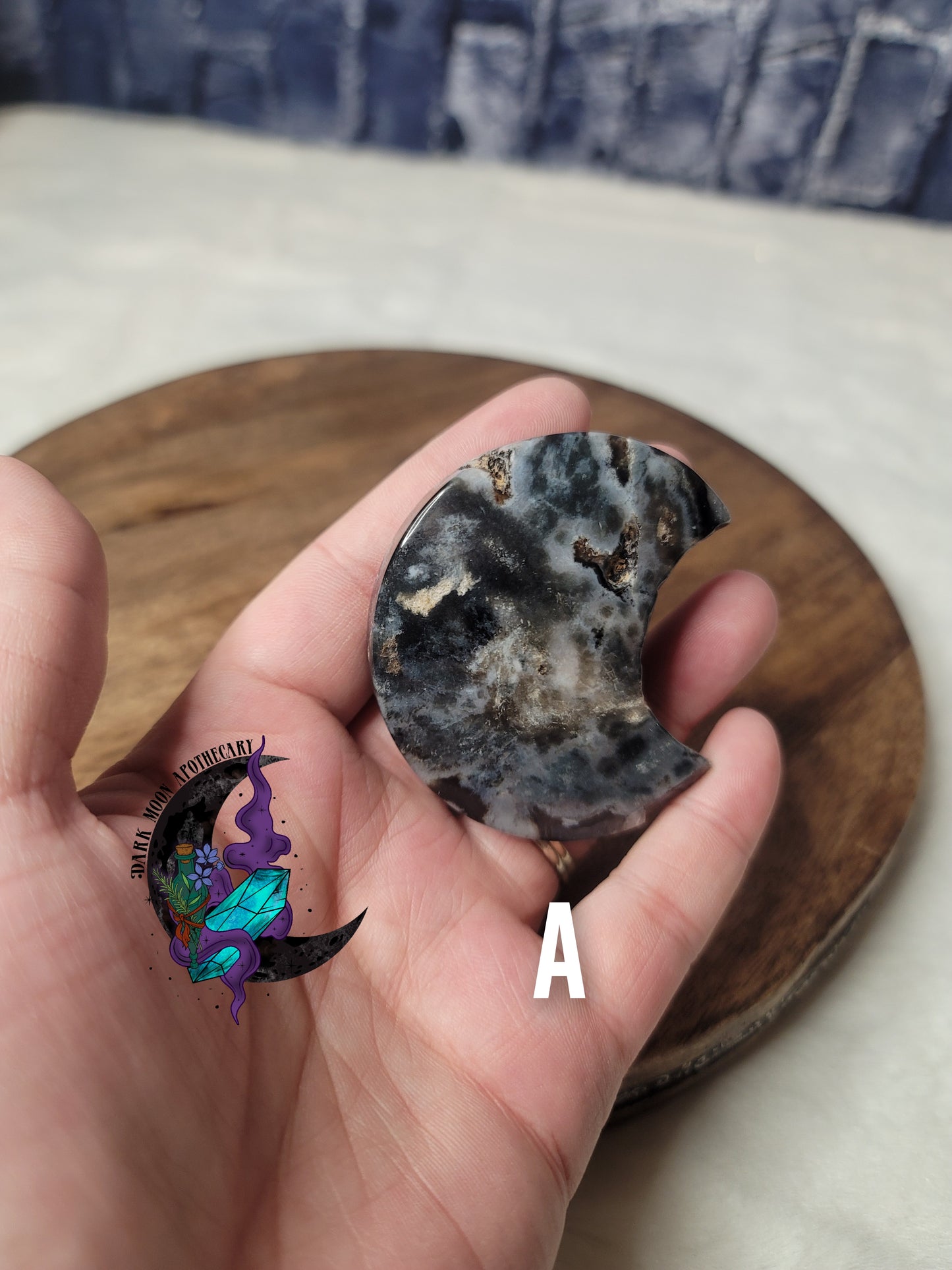 Black Flower Agate Moons