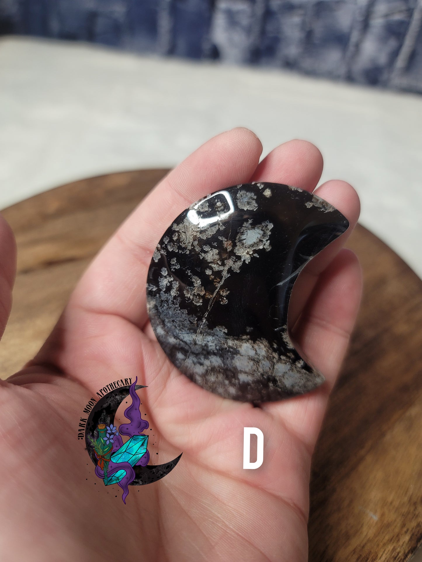 Black Flower Agate Moons