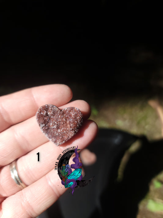 Druzy Pink Chalcedony Hearts