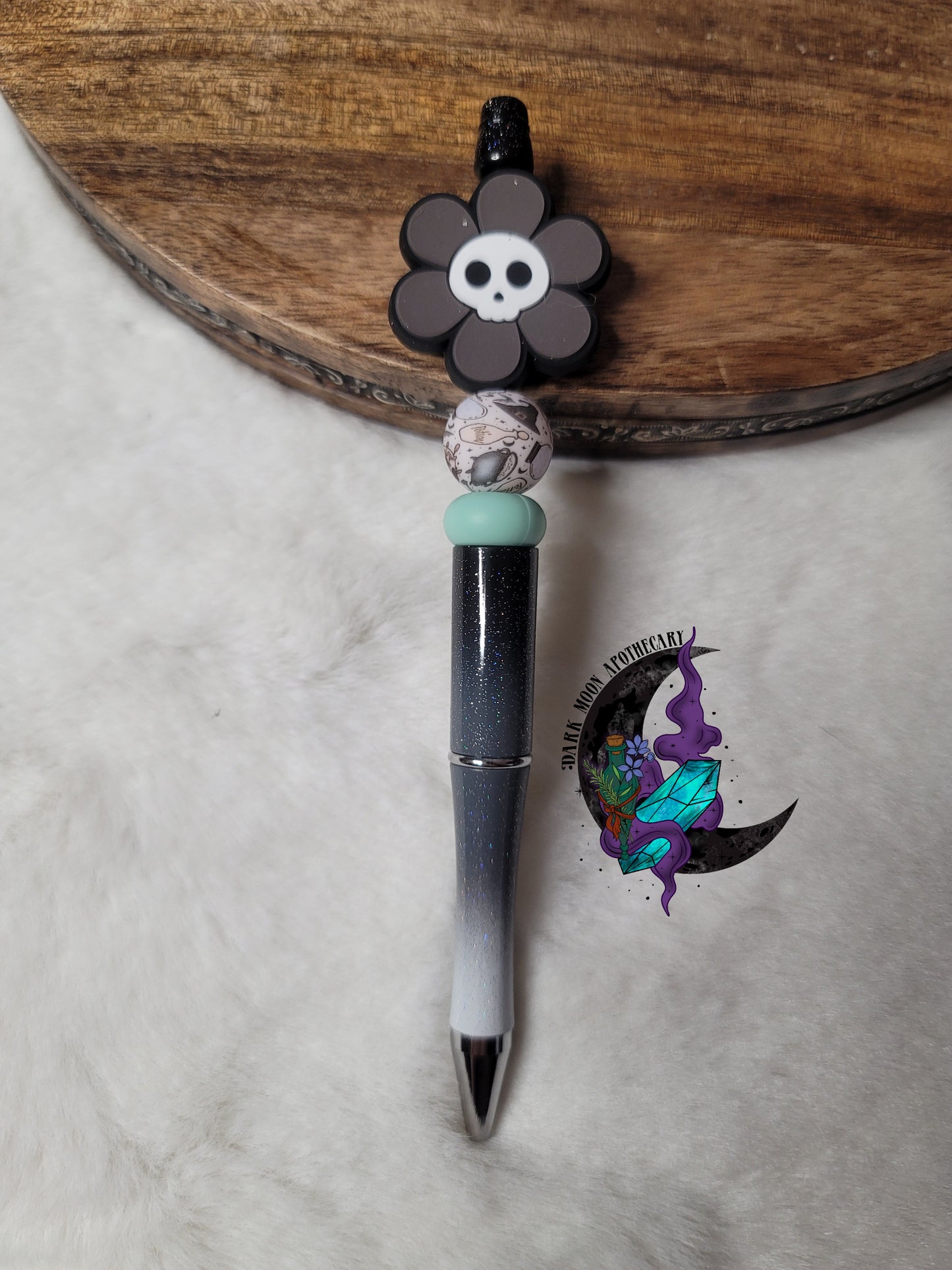 Dark Flower Beaded Pen