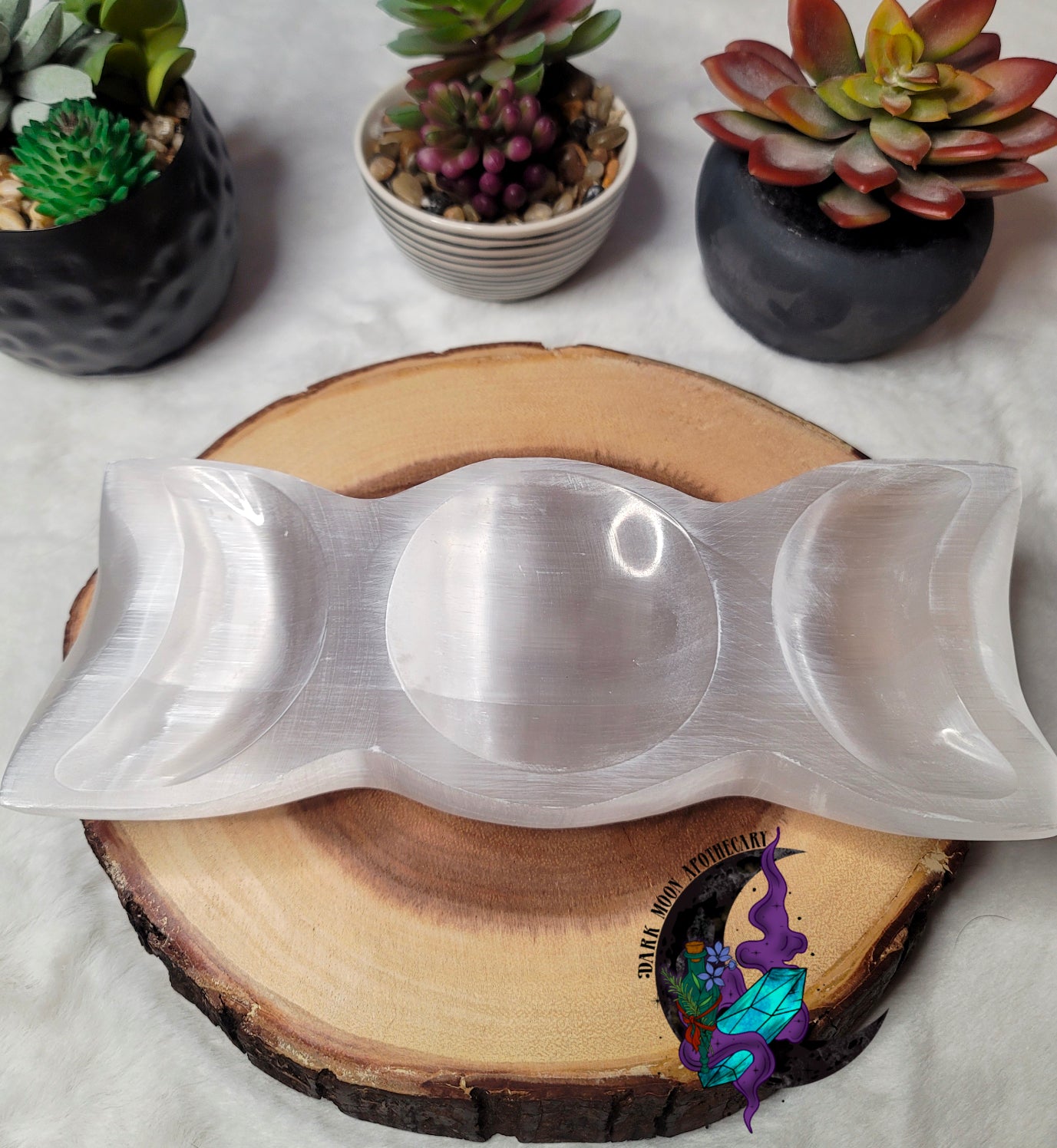 Selenite Triple Moon Bowl